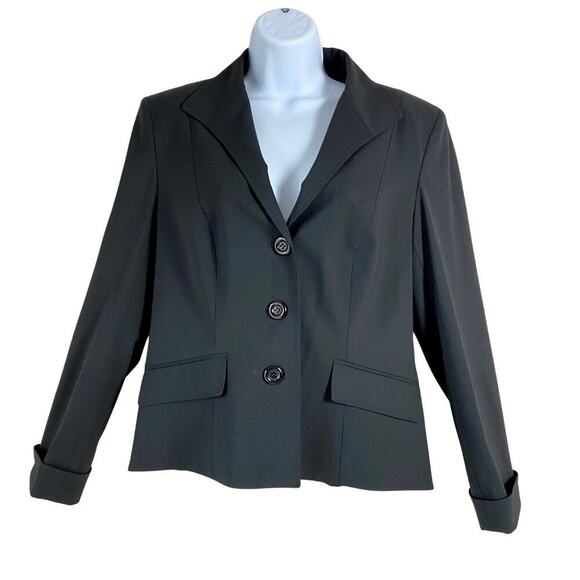 LAFAYETTE 148 NEW YORK Blazer Wool Jacket Black Single Breasted 3 Button 10 - Picture 1 of 8